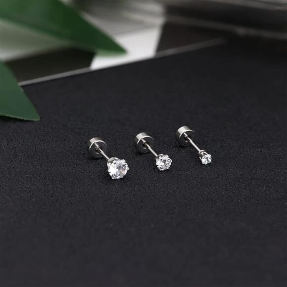 Small Tiny Stud Flat Back Earring Hypoallergenic Gold Studs 14K Stainless Steel - Picture 6 of 7